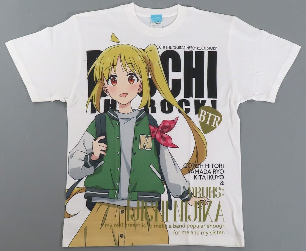 アニメぼっち・ざ・ろっく!  描き下ろし 伊地知虹夏 フルグラフィックTシャツ ストリートファッション /WHITE-S