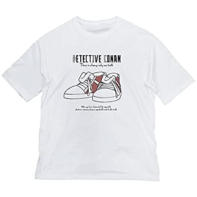 名探偵コナン コナンのキック力増強シューズ ビッグシルエットTシャツ/WHITE-XL