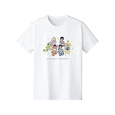 デジモンフロンティア 集合(みんなでお泊まりパジャマver.) 描き下ろしイラスト Tシャツ ホワイト レディースXLサイズ