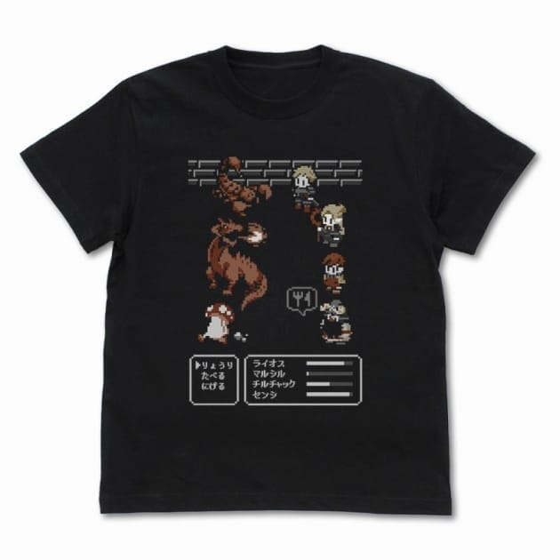 ダンジョン飯 ドット絵 Tシャツ BLACK-XL