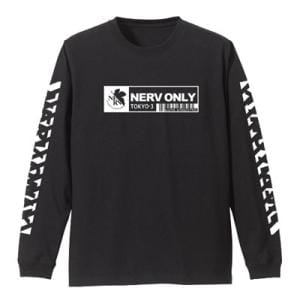 EVANGELION ネルフ 袖リブロングスリーブTシャツ/BLACK-L