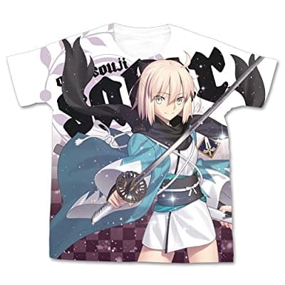 Fate/Grand Order セイバー/沖田総司フルグラフィックTシャツ/WHITE-L
