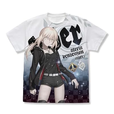 Fate/Grand Order セイバー/アルトリア・ペンドラゴン〔オルタ〕漆黒の騎士王ver新宿1999 フルグラフィックTシャツ/WHITE-S