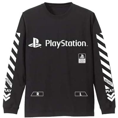 プレイステーション 袖リブロングスリーブTシャツ“PlayStation”/BLACK-XL