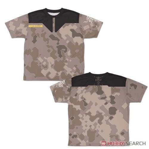機動戦士ガンダム 地球連邦軍 迷彩 両面フルグラフィックTシャツ XL