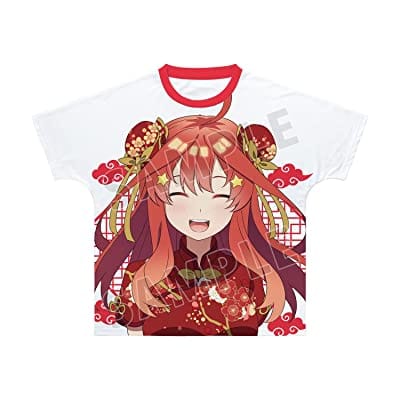 五等分の花嫁 衣類 中野五月(チャイナドレスver.) 描き下ろしイラスト フルグラフィックTシャツ ホワイト×レッド ユニセックスXSサイズ