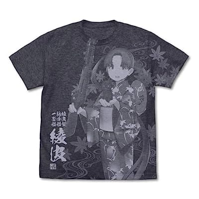 艦隊これくしょん -艦これ- 綾波 オールプリントTシャツ 夏祭り浴衣mode/DARK HEATHER NAVY-M