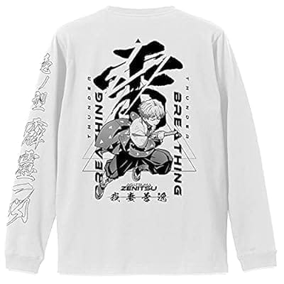 鬼滅の刃 我妻善逸袖リブロングスリーブTシャツ/WHITE-XL