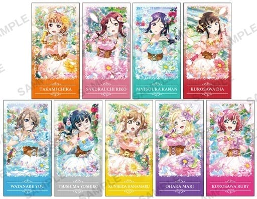 ラブライブ!スクールアイドルフェスティバル トレーディングチケット風ステッカー Aqours フラワーサークル ver.