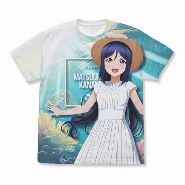 ラブライブ!サンシャイン!! 描き下ろし 松浦果南 フルグラフィックTシャツ ソロコンサートver./WHITE-M