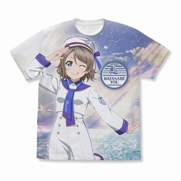 ラブライブ!サンシャイン!! 描き下ろし 渡辺 曜 フルグラフィックTシャツ ソロコンサートver./WHITE-M