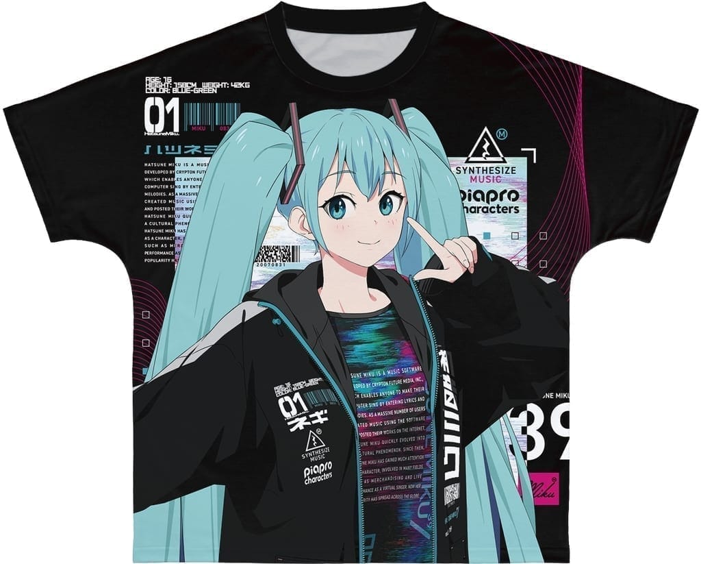 HATSUNE MIKU EXPO 10th Anniversary 描き下ろし 初音ミク テックファッションver. Art by so品  フルグラフィックTシャツユニセックス(サイズ/XXS) :初音ミク