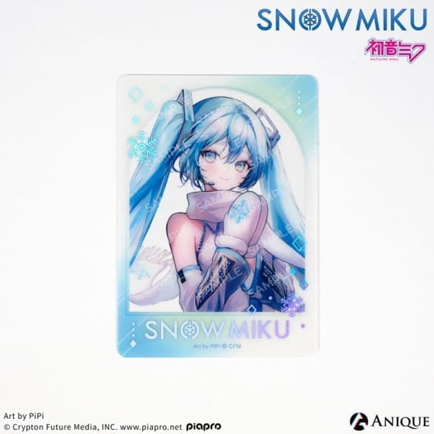 初音ミク [SNOW MIKU] 雪ミク 描き下ろしイラスト【四季の移ろい】初音ミク Art by PiPi 箔押しクリアフォトカード