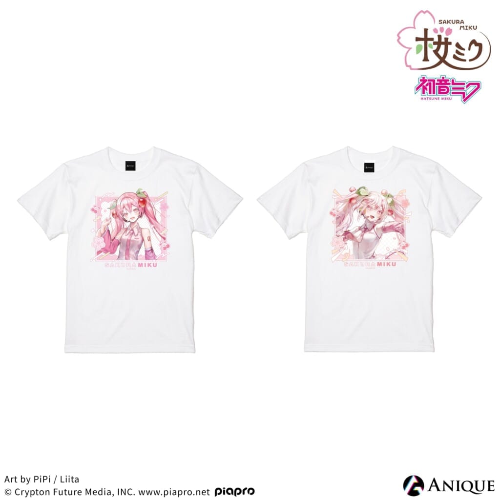 『桜ミク』 桜ミク 描き下ろしイラスト【四季の移ろい】初音ミク Tシャツ(フリーサイズ)