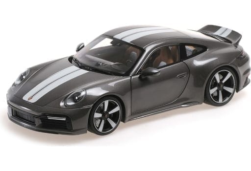 ミニチャンプス 1/18 ポルシェ 911 992 スポーツ クラシック 2022 グレーメタリック/ストライプ