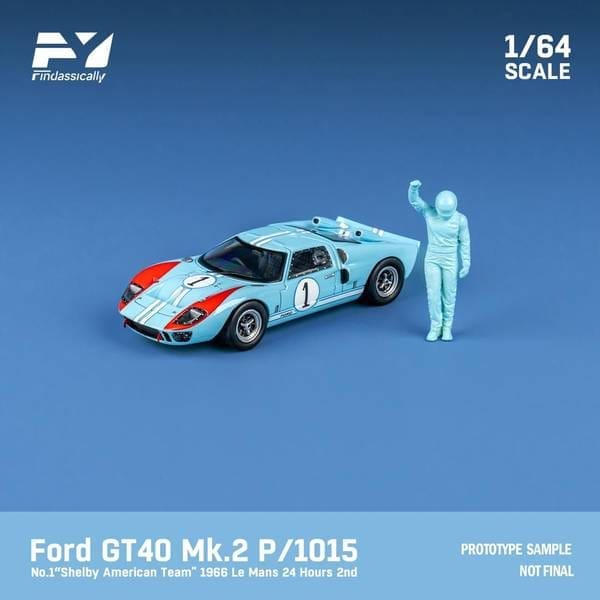 Finclassically4 フォード GT40 Mk2 P/1015 No.1 1966 ル・マン24時間 K.マイルズ/D.ハルム ブルー フィギュア付き