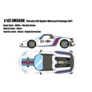 アイドロン コレクション 1/43 ポルシェ 918 スパイダー ヴァイザッハパッケージ 2011 ホワイト マルティニストライプ