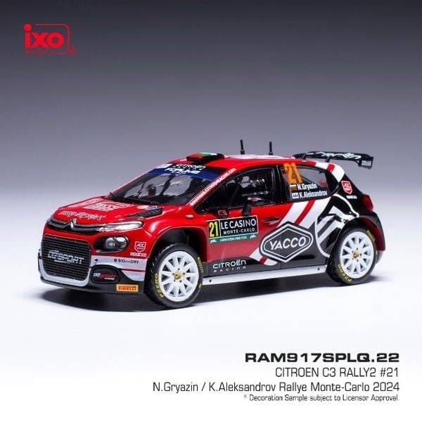 イクソ 1/43 シトロエン C3 ラリー2 No.21 2024 WRC ラリー・モンテカルロ N.Gryazin/K.Aleksandrov