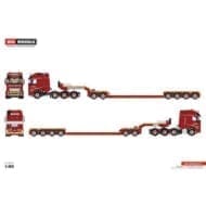 WSIModels 1/50 ボルボ FH5 GLOBETROTTER XL 8X4 LOW LOADER WITH DOLLY 2 AXLE/6 AXLE Nooteboom Red Line>