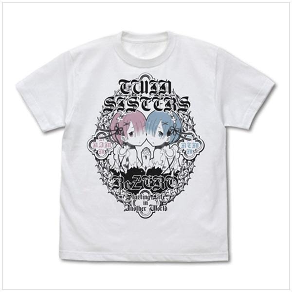 Re:ゼロから始める異世界生活 双子のレム&ラム Tシャツ/WHITE-XL