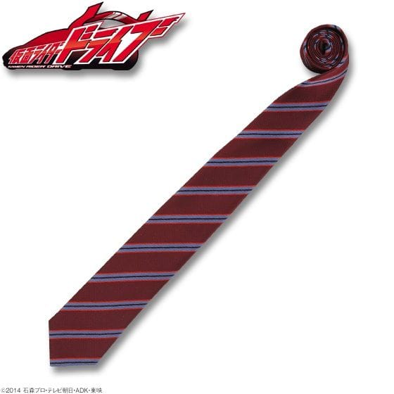 仮面ライダードライブ 泊進ノ介ネクタイ 細ストライプ ワインレッド×グレー(大剣幅8cm)