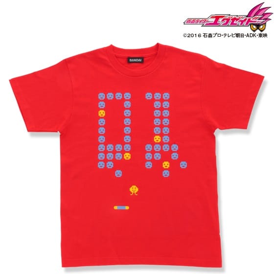 仮面ライダーエグゼイド 宝生永夢Tシャツ 01顔文字柄 赤