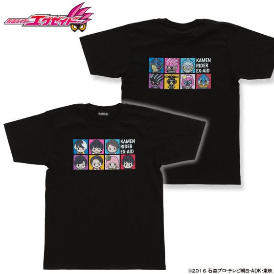 仮面ライダーエグゼイド デフォルメ柄Tシャツ(黒)