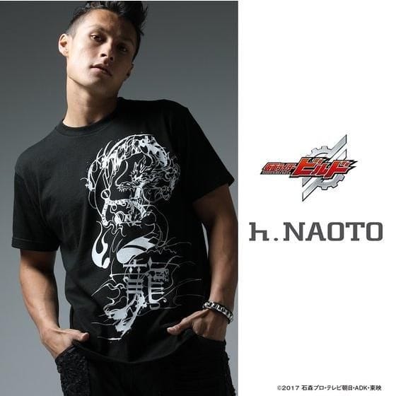 仮面ライダービルド×h.NAOTO コラボTシャツ(ブラック) 万丈龍我