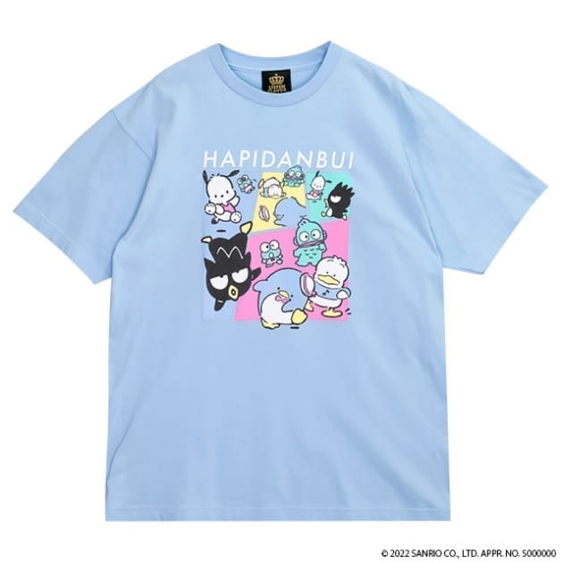 サンリオ×LISTEN FLAVOR ダンスDANCEはぴだんぶい ビッグTシャツ 03.LIGHTBLUE