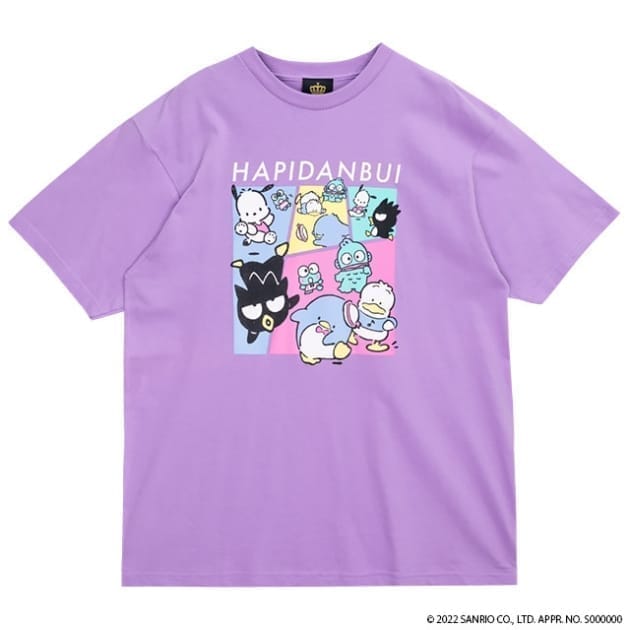 サンリオ×LISTEN FLAVOR ダンスDANCEはぴだんぶい ビッグTシャツ 02.LIGHTPURPLE