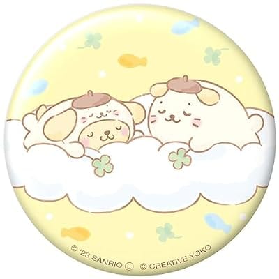 しろたん×サンリオキャラクターズ バッジ・ビンズ しろたん×ポムポムプリン ぷにぷに缶バッジ