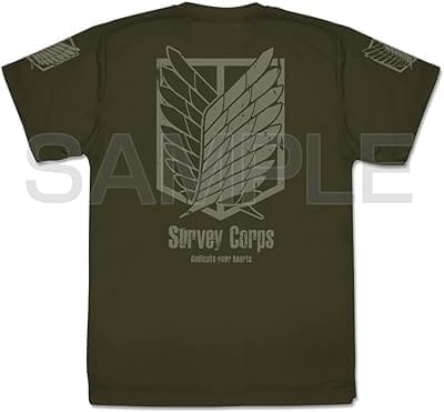 進撃の巨人 調査兵団 ドライTシャツ/OD-XL