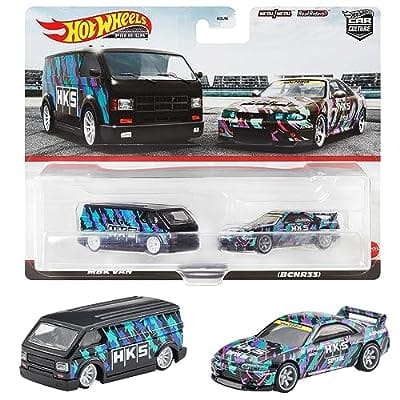 ミニカー4 Hot Wheels プレミアム 2パック - 日産スカイライン GT-R (BNCR33) / MBK バン