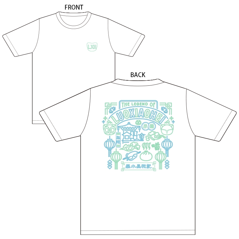 羅小黒戦記 Tシャツ(ネオンデザイン/シャオヘイ・ムゲン 白)XL