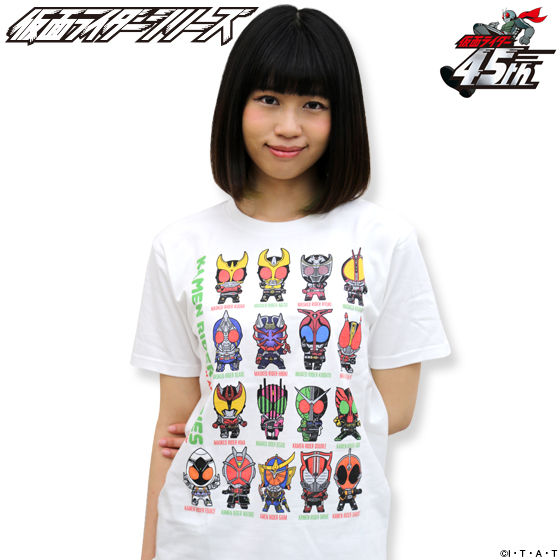 仮面ライダーシリーズ45周年記念 平成仮面ライダーデフォルメTシャツ(カラープリント)