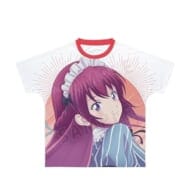 幕澤桜花 フルグラフィックTシャツ レッド ユニセックスLサイズ 「女神のカフェテラス」