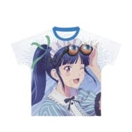 鶴河秋水 フルグラフィックTシャツ ブルー ユニセックスLサイズ 「女神のカフェテラス」