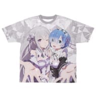 Re:ゼロから始める異世界生活 エミリア&レム 両面フルグラフィックTシャツ/L>