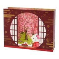 ハローキティ 和風カード(丸窓から桜)>