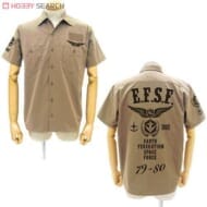 機動戦士ガンダム 地球連邦軍ワッペンベースワークシャツ BEIGE XL>