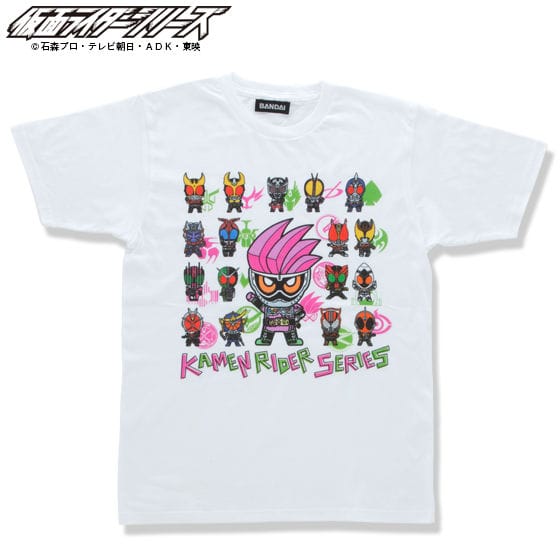仮面ライダーシリーズ45周年記念 仮面ライダーエグゼイド&平成ライダーマークデフォルメTシャツ