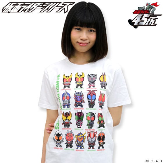 仮面ライダーシリーズ45周年記念 平成仮面ライダーデフォルメTシャツ(カラープリント)>